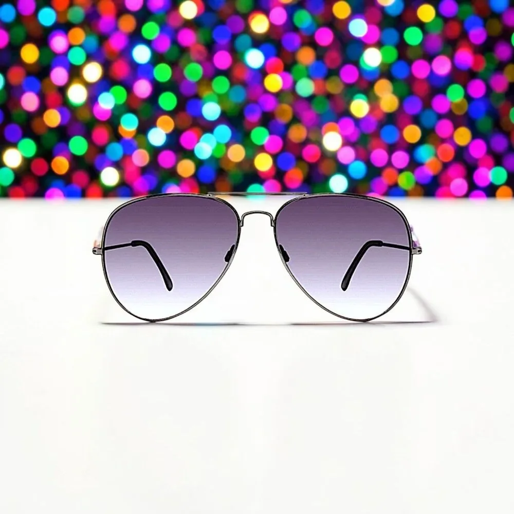 Christian Siriano Aviator Sunglasses in Gun Brand New in Case MSRP $139